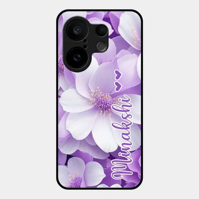 Awesome Purple Floral Glossy Customised Metal Case Cover For Vivo X200 Fe 5G