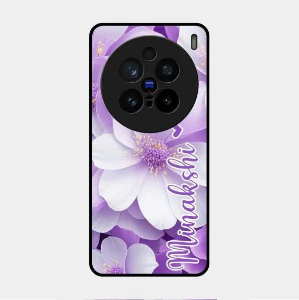 Awesome Purple Floral Glossy Customised Metal Case Cover For Vivo X200 Pro 5G