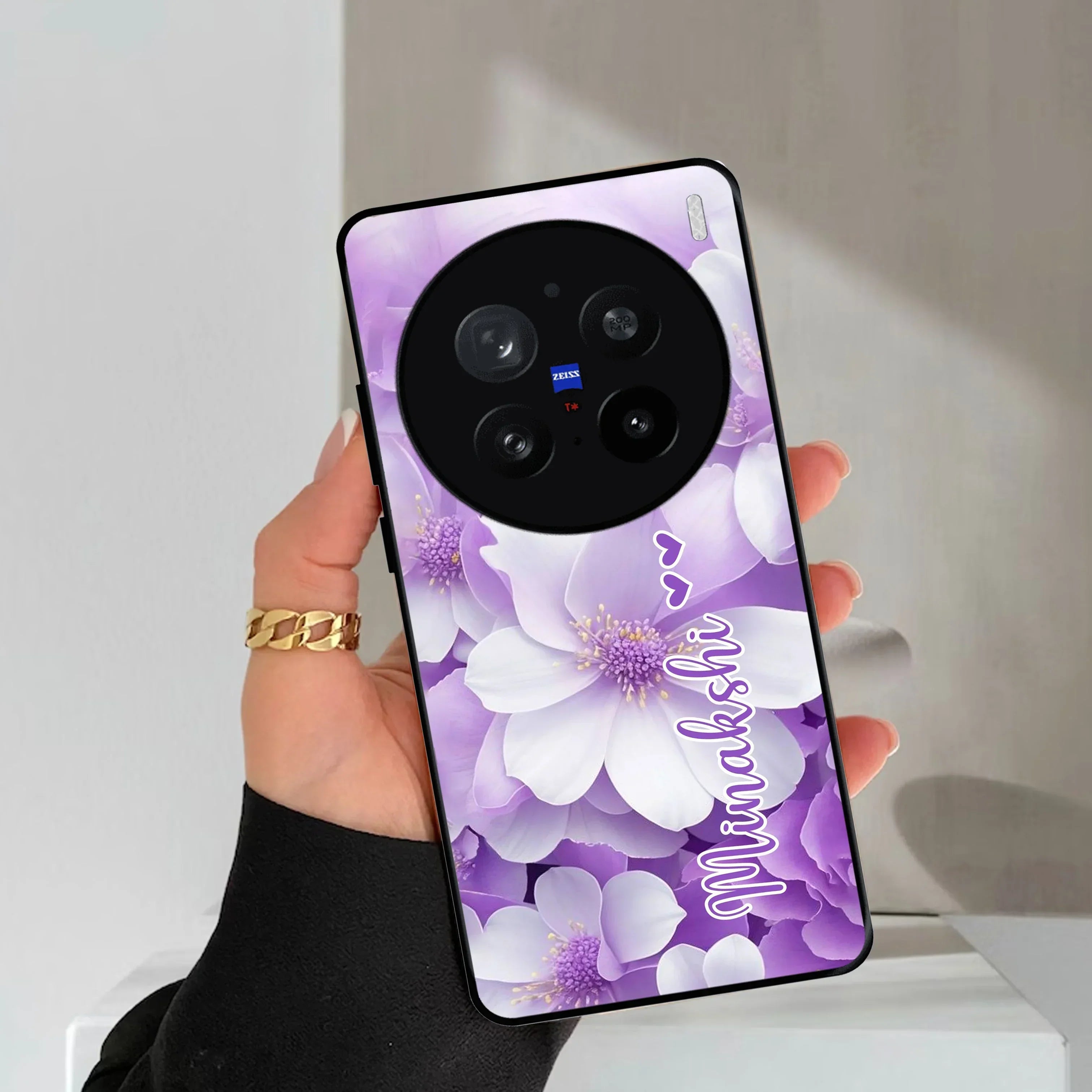 Awesome Purple Floral Glossy Customised Metal Case Cover For Vivo - ShopOnCliQ