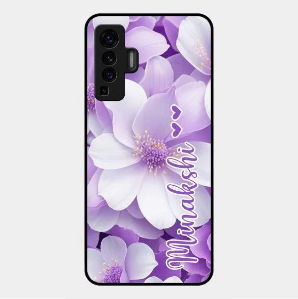 Awesome Purple Floral Glossy Customised Metal Case Cover For Vivo X50 5G