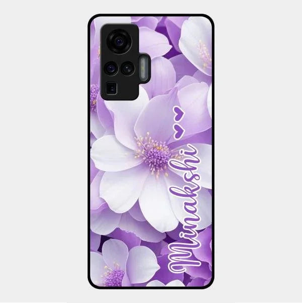 Awesome Purple Floral Glossy Customised Metal Case Cover For Vivo X50 Pro 5G