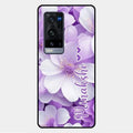 Awesome Purple Floral Glossy Customised Metal Case Cover For Vivo X60 Pro Plus 5G