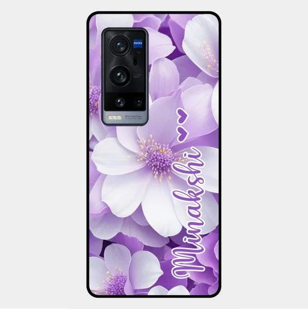 Awesome Purple Floral Glossy Customised Metal Case Cover For Vivo X60 Pro Plus 5G