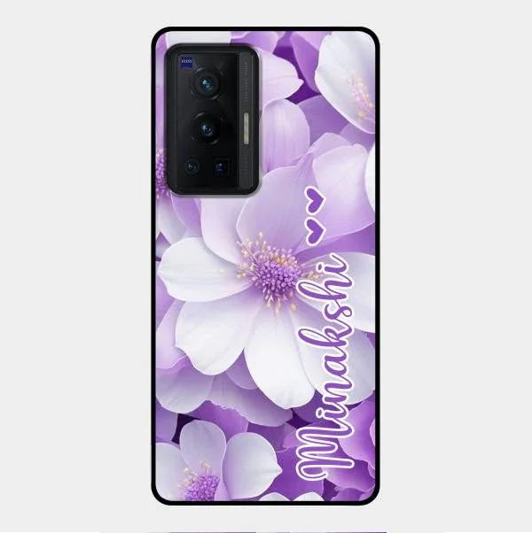 Awesome Purple Floral Glossy Customised Metal Case Cover For Vivo X70 Pro 5G