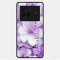Awesome Purple Floral Glossy Customised Metal Case Cover For Vivo X80 5G
