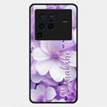 Awesome Purple Floral Glossy Customised Metal Case Cover For Vivo X80 Pro 5G