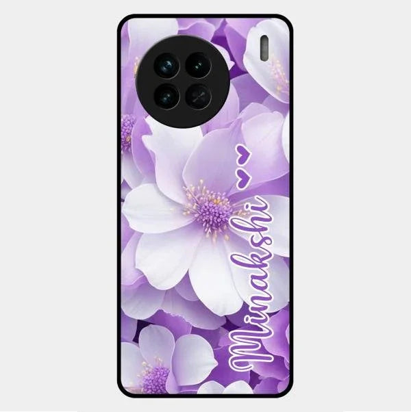 Awesome Purple Floral Glossy Customised Metal Case Cover For Vivo X90 5G