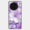 Awesome Purple Floral Glossy Customised Metal Case Cover For Vivo X90 Pro 5G