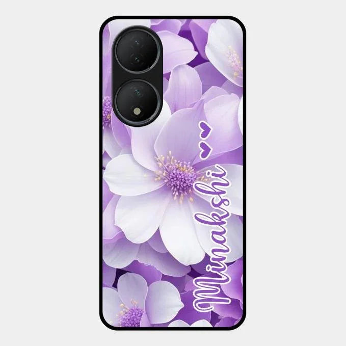 Awesome Purple Floral Glossy Customised Metal Case Cover For Vivo Y100A 5G