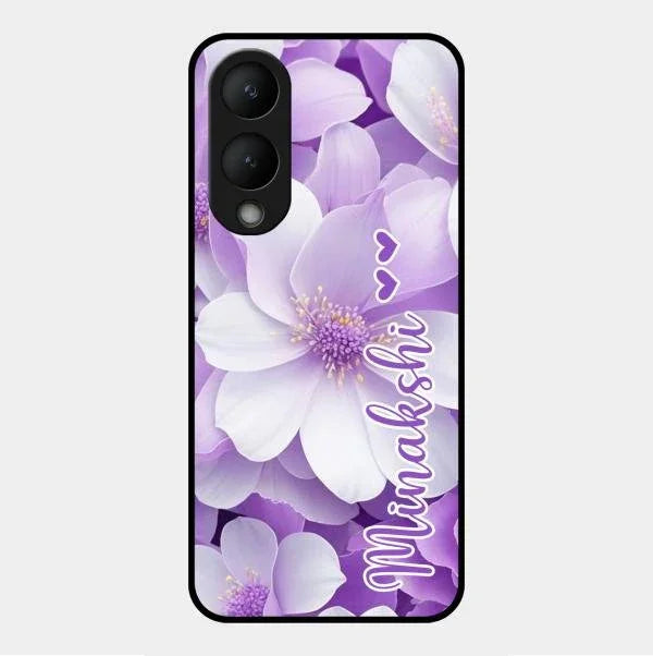 Awesome Purple Floral Glossy Customised Metal Case Cover For Vivo Y17S