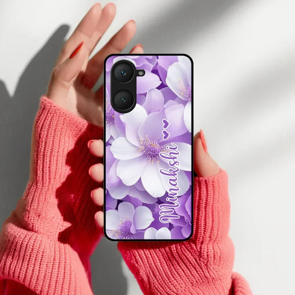 Awesome Purple Floral Glossy Customised Metal Case Cover For Vivo - ShopOnCliQ