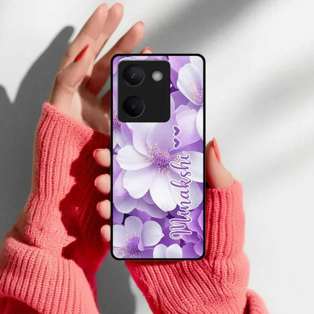 Awesome Purple Floral Glossy Customised Metal Case Cover For Vivo - ShopOnCliQ