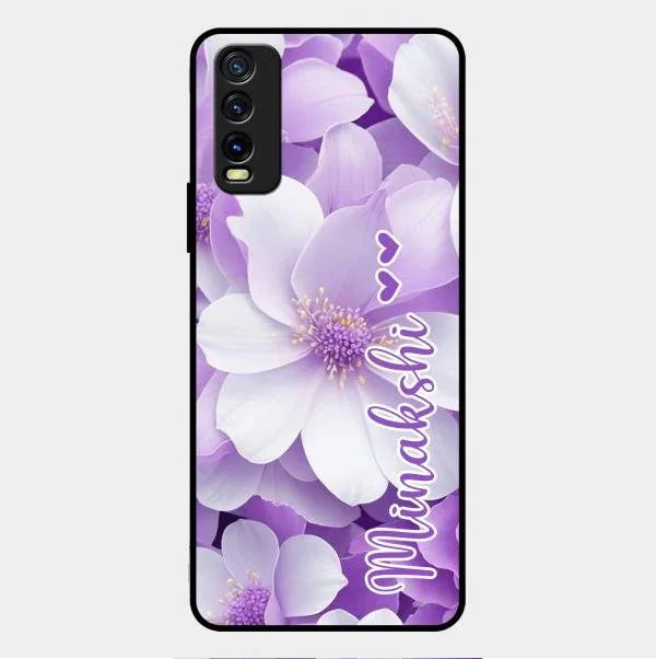 Awesome Purple Floral Glossy Customised Metal Case Cover For Vivo Y20T