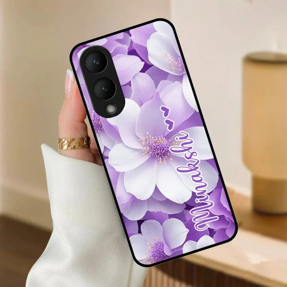 Awesome Purple Floral Glossy Customised Metal Case Cover For Vivo - ShopOnCliQ