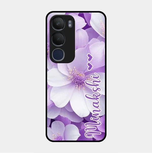 Awesome Purple Floral Glossy Customised Metal Case Cover For Vivo Y29 5G