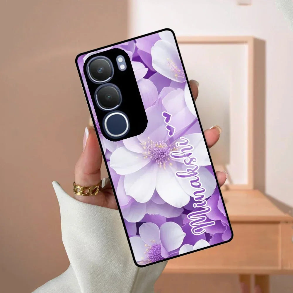 Awesome Purple Floral Glossy Customised Metal Case Cover For Vivo - ShopOnCliQ