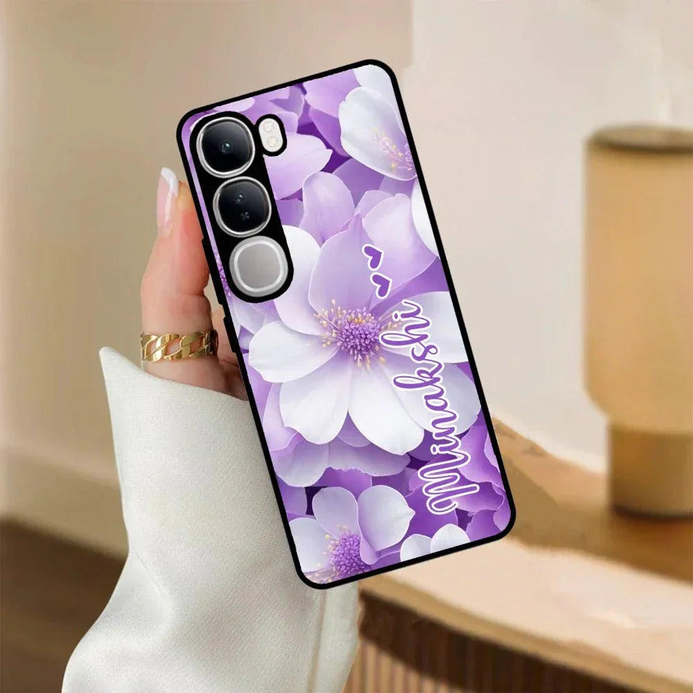 Awesome Purple Floral Glossy Customised Metal Case Cover For Vivo - ShopOnCliQ