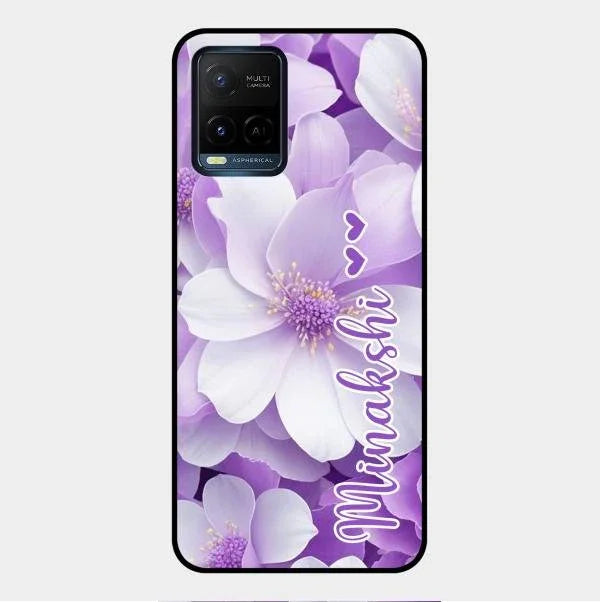 Awesome Purple Floral Glossy Customised Metal Case Cover For Vivo Y33S