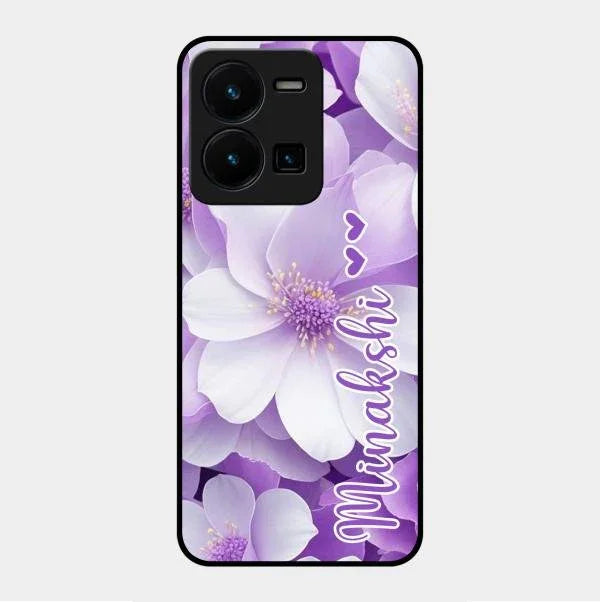 Awesome Purple Floral Glossy Customised Metal Case Cover For Vivo Y35