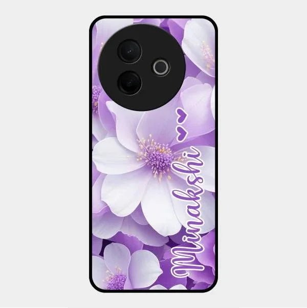 Awesome Purple Floral Glossy Customised Metal Case Cover For Vivo Y39 5G
