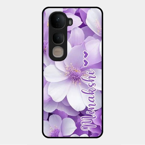 Awesome Purple Floral Glossy Customised Metal Case Cover For Vivo Y400 5G