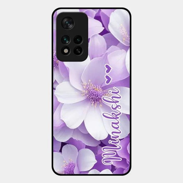 Awesome Purple Floral Glossy Customised Metal Case Cover For Xiaomi 11I 5G