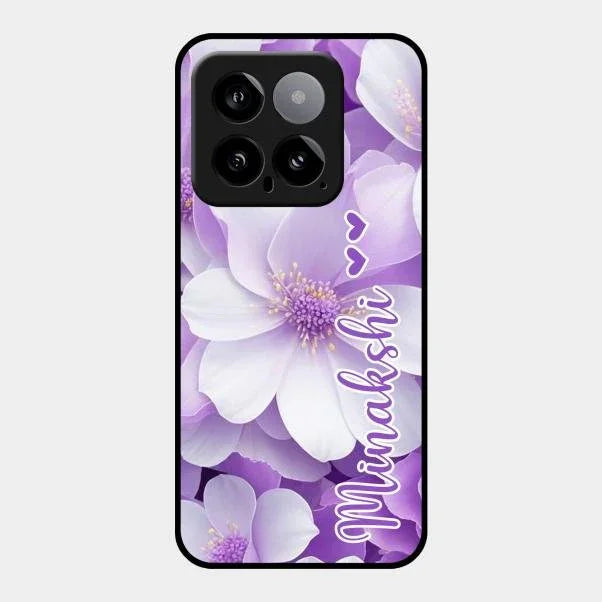 Awesome Purple Floral Glossy Customised Metal Case Cover For Xiaomi 14 5G
