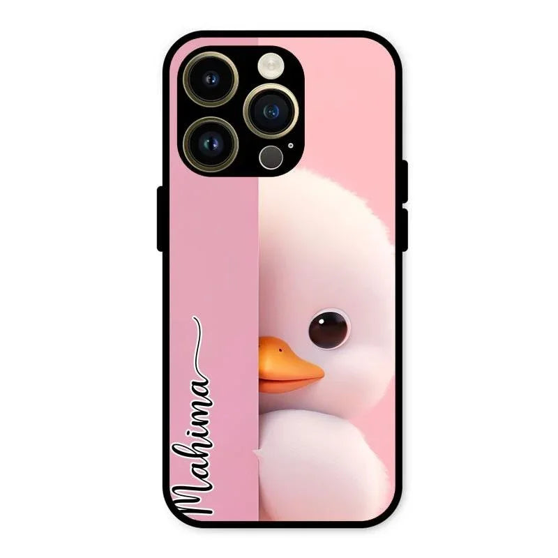 Baby Duck Glossy Metal Case Cover For iPhone 14 Pro