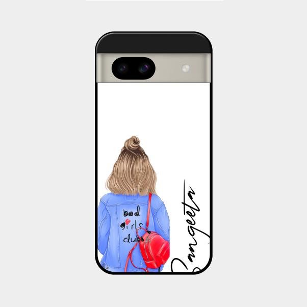Bag Girl Customize Name Glass Case For Google Pixel 8A 5G