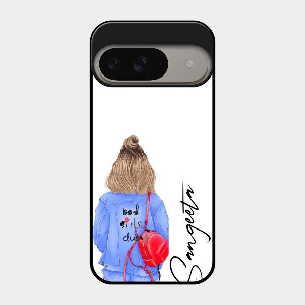 Bag Girl Customize Name Glass Case For Google Pixel 9 5G