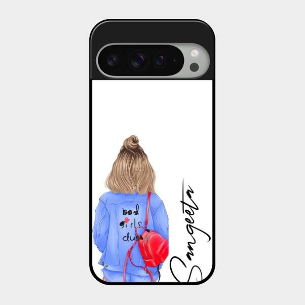 Bag Girl Customize Name Glass Case For Google Pixel 9 Pro Xl