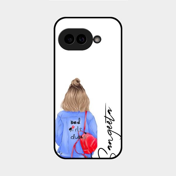 Bag Girl Customize Name Glass Case For Google Pixel 9A 5G