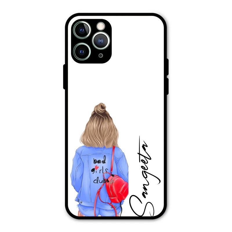 Bag Girl Customize Name Glass Case For iPhone 11 Pro Max