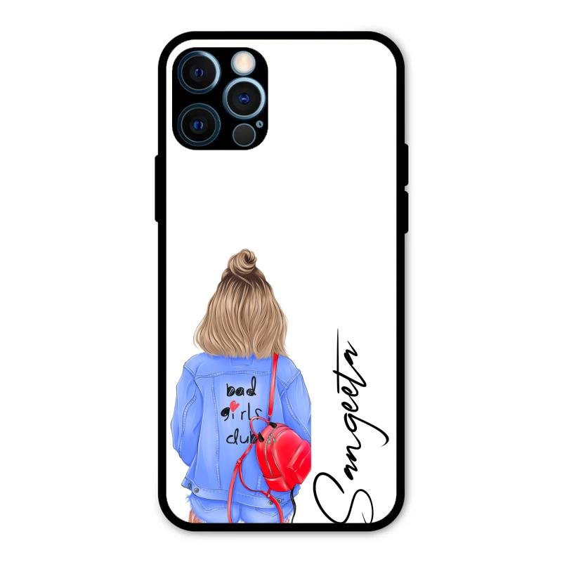 Bag Girl Customize Name Glass Case For iPhone 12 Pro Max