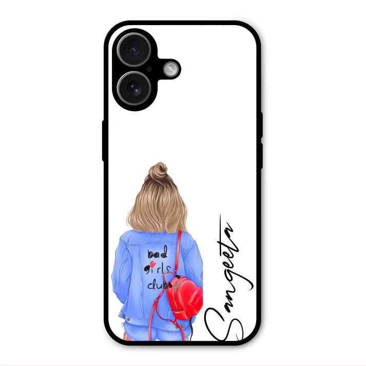 Bag Girl Customize Name Glass Case For iPhone 17