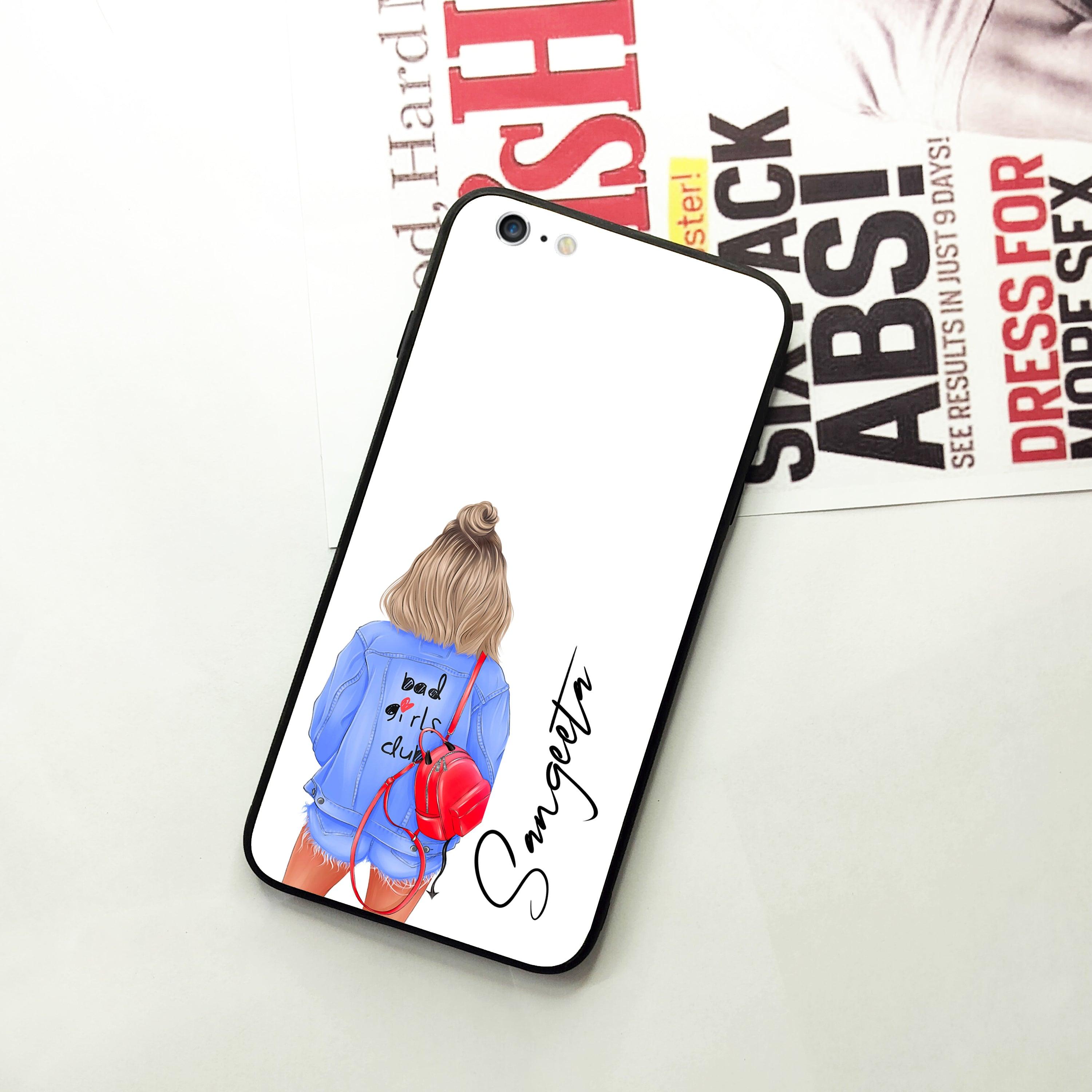 Bag Girl Customize Name Glass Case For iPhone - ShopOnCliQ