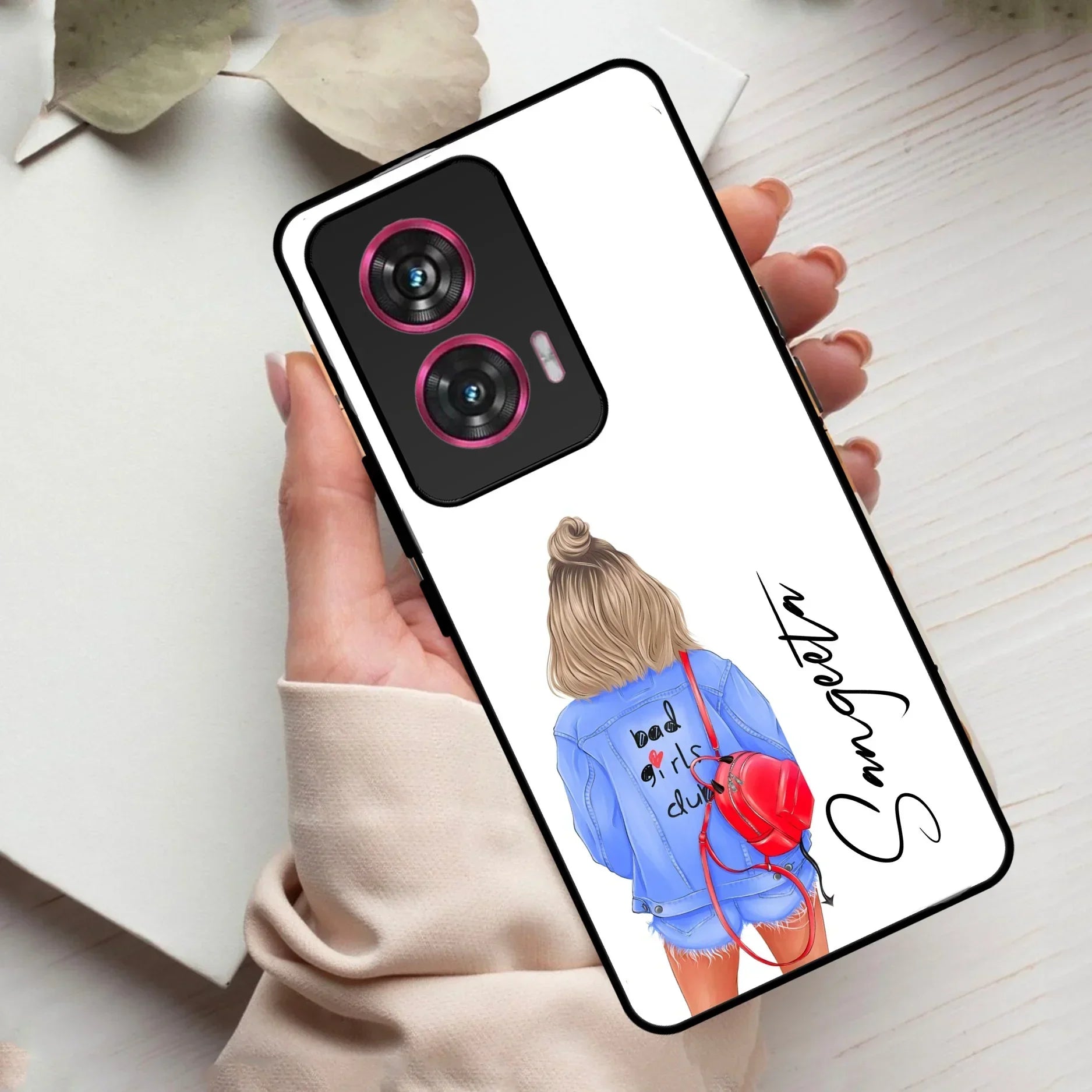 Bag Girl Customize Name Glass Case For Motorola - ShopOnCliQ