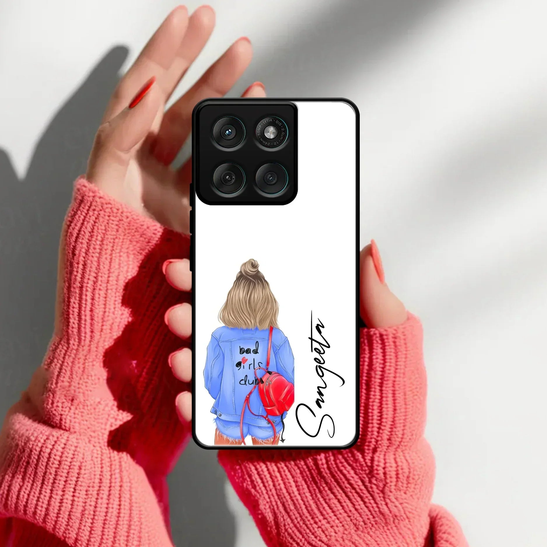 Bag Girl Customize Name Glass Case For Motorola - ShopOnCliQ