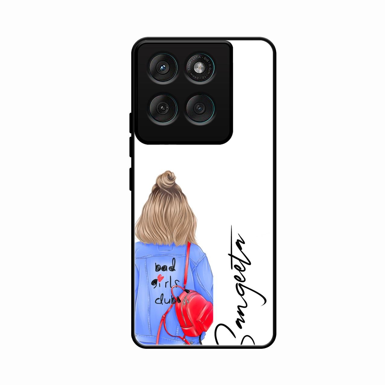 Bag Girl Customize Name Glass Case For Motorola Edge 60 Stylus 5G