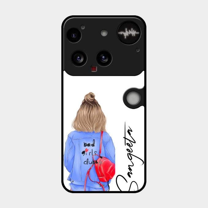 Bag Girl Customize Name Glass Case For Nothing Phone 3 5G