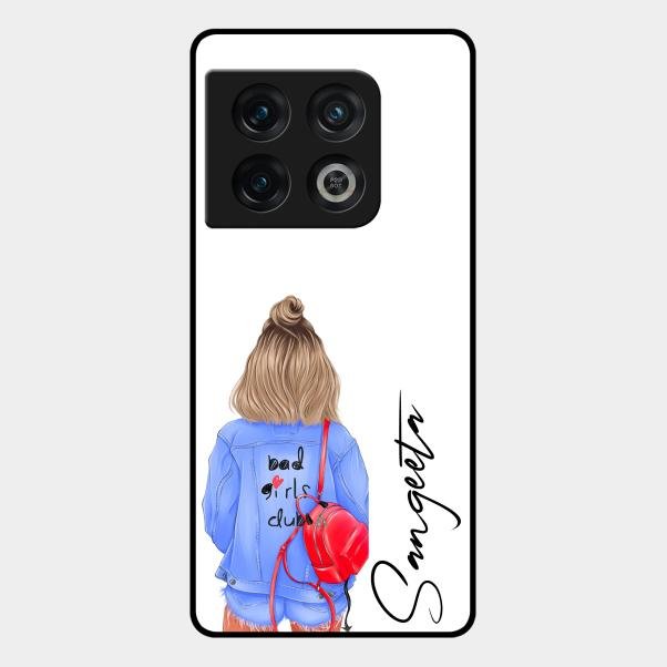 Bag Girl Customize Name Glass Case For Oneplus 10 Pro 5G