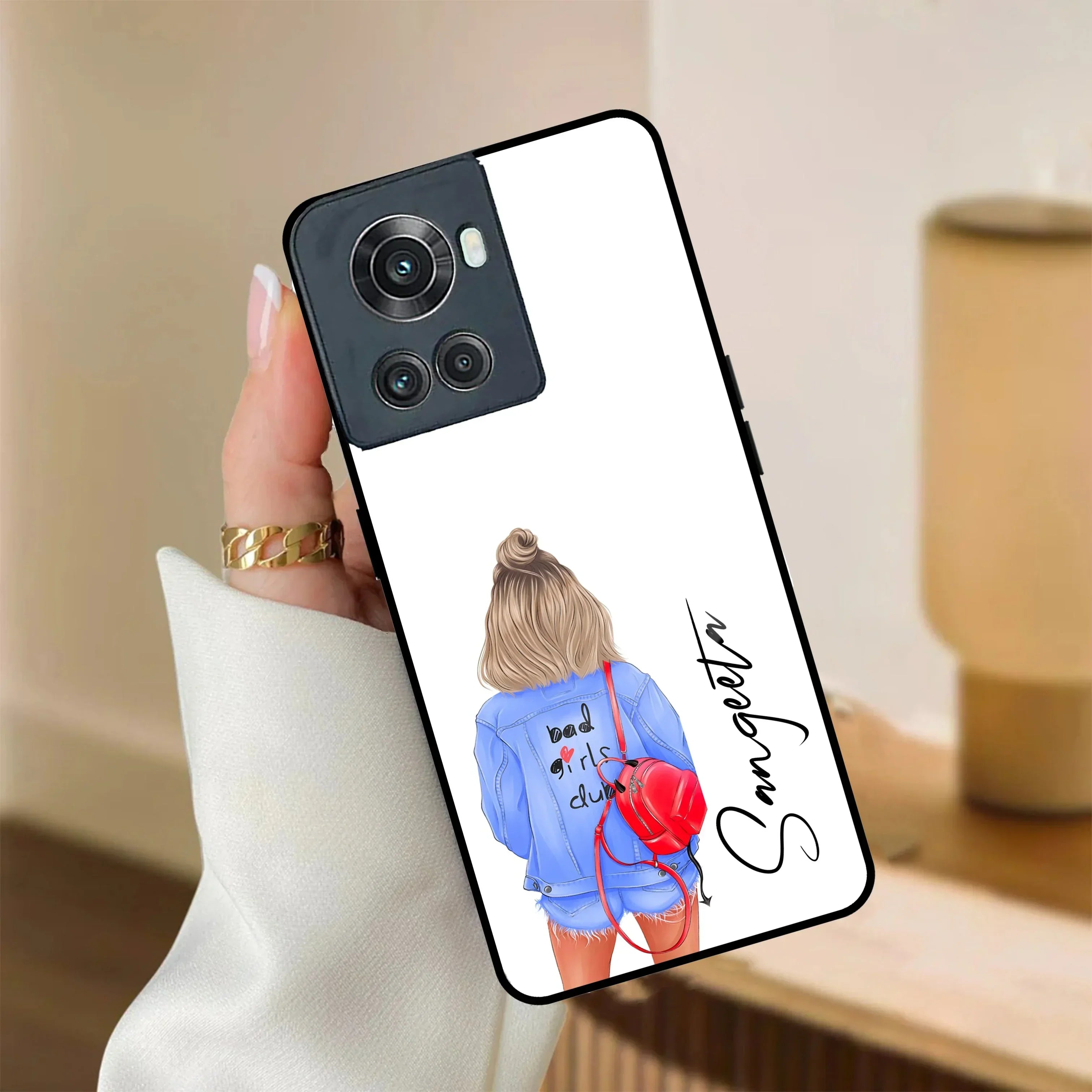Bag Girl Customize Name Glass Case For OnePlus - ShopOnCliQ