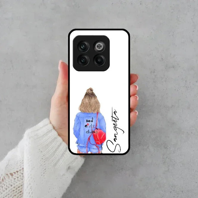 Bag Girl Customize Name Glass Case For OnePlus - ShopOnCliQ