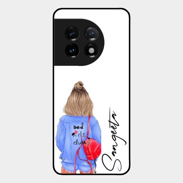Bag Girl Customize Name Glass Case For Oneplus 11 5G