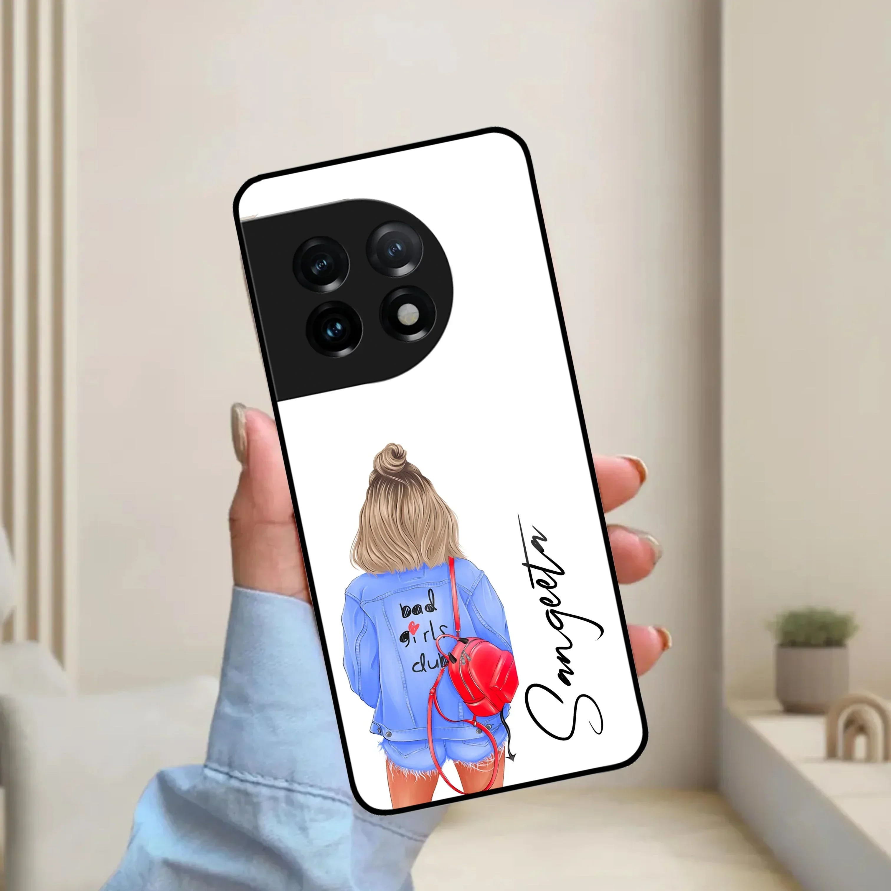 Bag Girl Customize Name Glass Case For OnePlus - ShopOnCliQ
