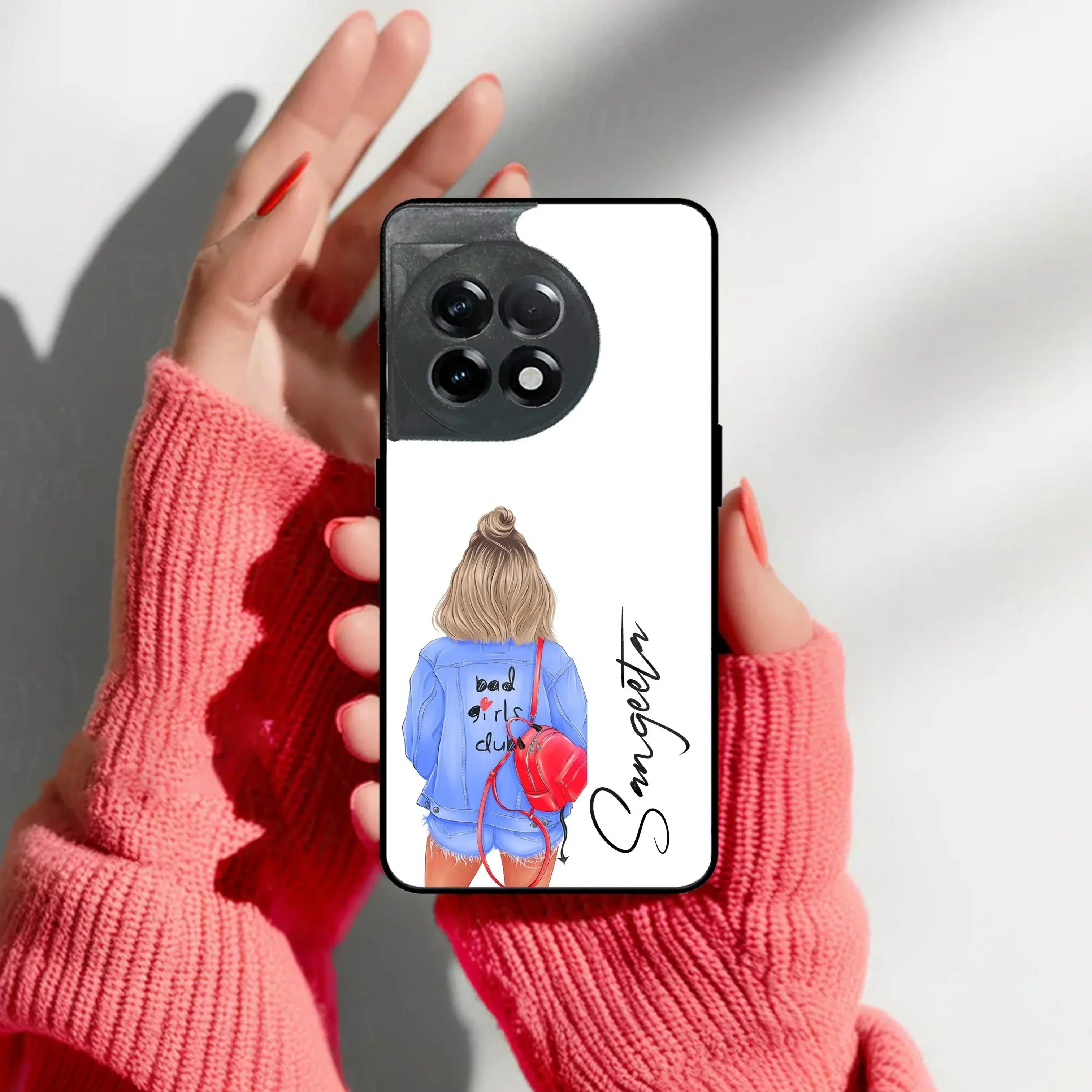 Bag Girl Customize Name Glass Case For OnePlus - ShopOnCliQ