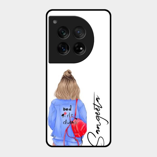 Bag Girl Customize Name Glass Case For Oneplus 12 5G