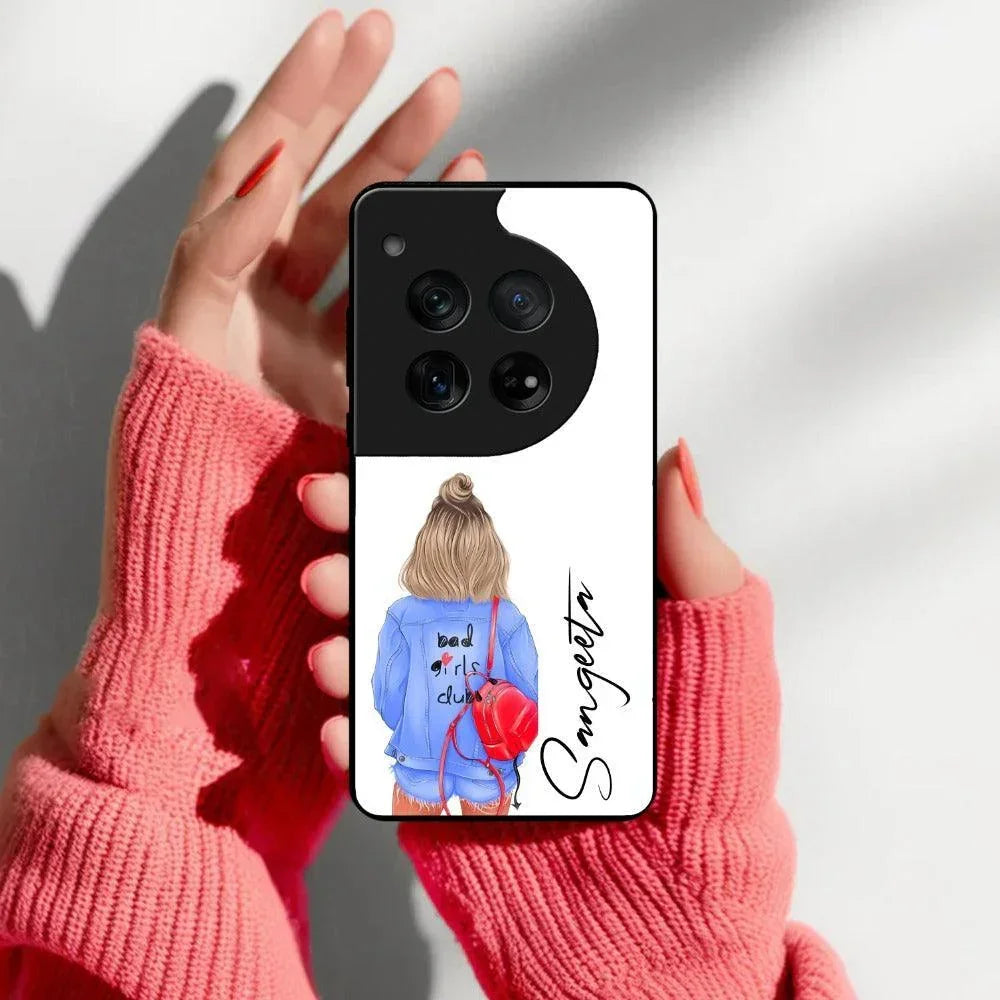 Bag Girl Customize Name Glass Case For OnePlus - ShopOnCliQ