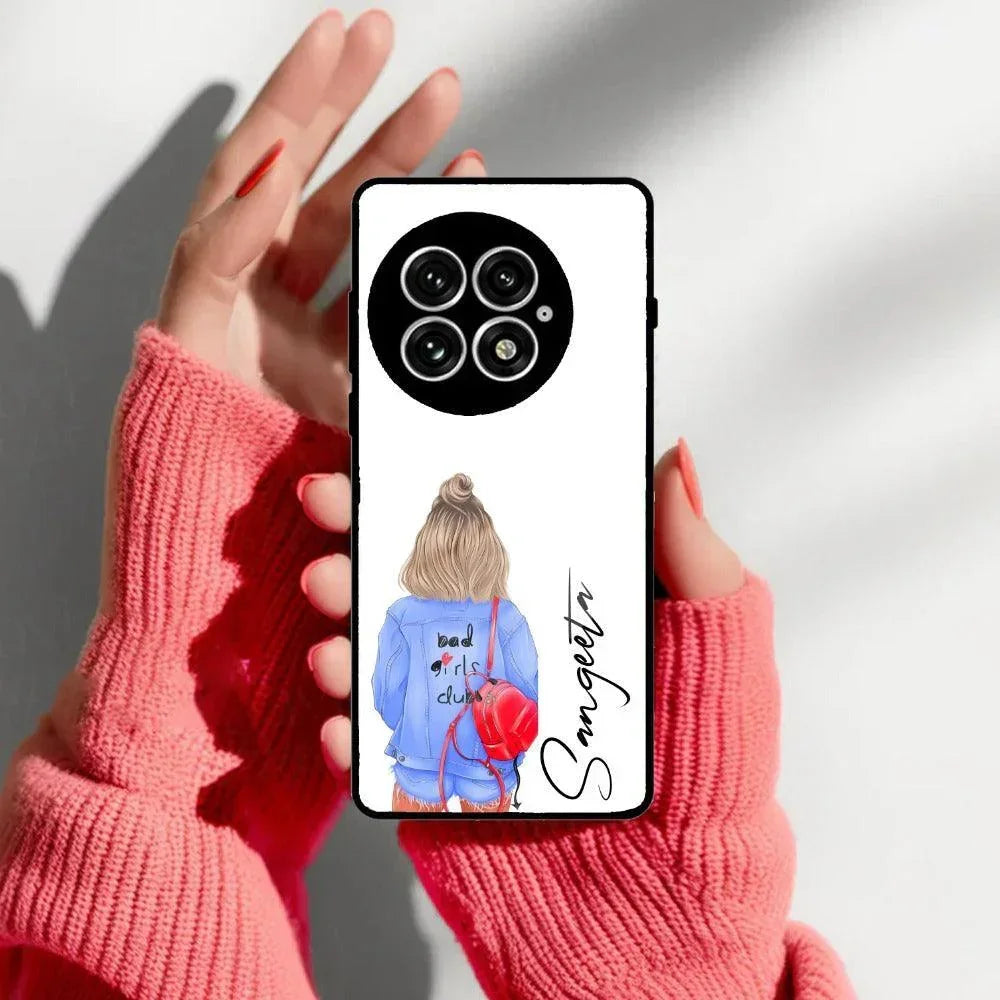 Bag Girl Customize Name Glass Case For OnePlus - ShopOnCliQ
