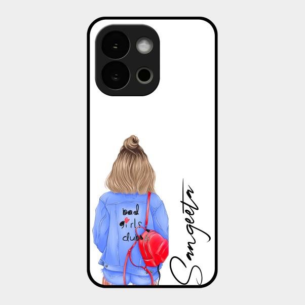 Bag Girl Customize Name Glass Case For Oneplus 13S 5G